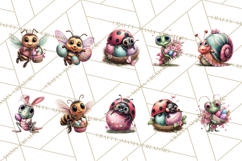 Cute Easter Bugs Clipart PNG, Kids Easter PNG Files Product Image 9