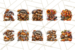 Cute Fall Critter Clipart Woodland Autumn PNG Product Image 9
