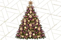 Plum Antique Gold Christmas Clipart PNG Product Image 2