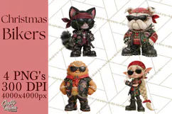 Christmas Biker Clipart PNG, Santa Motorcycle Gang Product Image 1