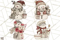 Snowman Clipart, Cute Winter Snowman PNG, Cozy Snowmen Product Image 1