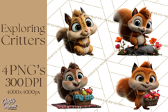 Cozy Exploring Critters Clipart, Camping Clip Art PNG Product Image 1