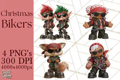 Christmas Biker Clipart PNG, Santa Motorcycle Gang Product Image 1