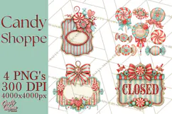 Retro Candy Shop Clipart PNG Product Image 1