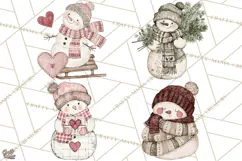 Snowman Clipart, Cute Winter Snowman PNG, Cozy Snowmen Product Image 1