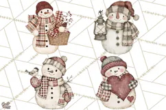 Snowman Clipart, Cute Winter Snowman PNG, Cozy Snowmen Product Image 1
