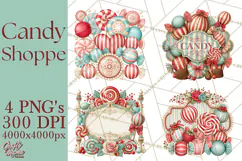 Retro Candy Shop Clipart PNG Product Image 1
