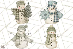 Snowman Clipart, Cute Winter Snowman PNG, Cozy Snowmen Product Image 1