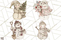 Snowman Clipart, Cute Winter Snowman PNG, Cozy Snowmen Product Image 1