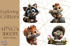 Cozy Exploring Critters Clipart, Camping Clip Art PNG Product Image 1