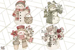 Snowman Clipart, Cute Winter Snowman PNG, Cozy Snowmen Product Image 1