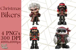 Christmas Biker Clipart PNG, Santa Motorcycle Gang Product Image 1