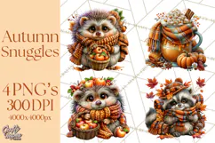 Cute Fall Critter Clipart Woodland Autumn PNG Product Image 1