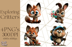 Cozy Exploring Critters Clipart, Camping Clip Art PNG Product Image 1