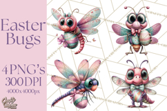 Cute Easter Bugs Clipart PNG, Kids Easter PNG Files Product Image 1