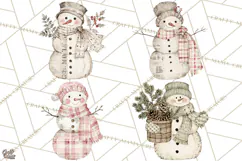 Snowman Clipart, Cute Winter Snowman PNG, Cozy Snowmen Product Image 1