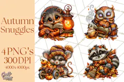 Cute Fall Critter Clipart Woodland Autumn PNG Product Image 1