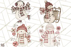 Snowman Clipart, Cute Winter Snowman PNG, Cozy Snowmen Product Image 1
