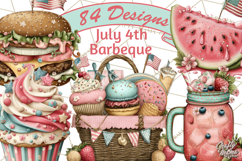 Patriotic Backyard BBQ Clipart and 4th of July Cookout Art Product Image 1