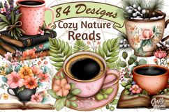 Cozy Chapters Coffee Books Nature Clipart PNG Graphics Product Image 1