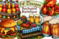 Summer BBQ Beer &amp; Grilling Clipart, Barbecue Png Files Product Image 1