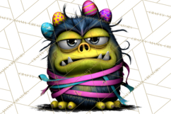 Funny Easter Monsters Clipart, Monster Easter PNG File Product Image 2