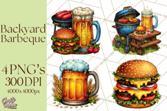 Summer BBQ Beer &amp; Grilling Clipart, Barbecue Png Files Product Image 1