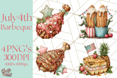 Patriotic Backyard BBQ Clipart and 4th of July Cookout Art Product Image 1