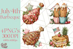 Patriotic Backyard BBQ Clipart and 4th of July Cookout Art Product Image 1
