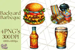 Summer BBQ Beer & Grilling Clipart, Barbecue Png Files Product Image 1