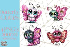 Cute Butterfly Characters Clipart, Spring Png Product Image 1