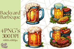 Summer BBQ Beer &amp; Grilling Clipart, Barbecue Png Files Product Image 1