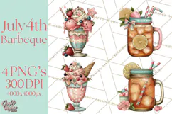 Patriotic Backyard BBQ Clipart and 4th of July Cookout Art Product Image 1