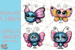 Cute Butterfly Characters Clipart, Spring Png Product Image 1