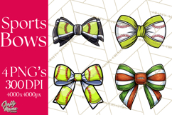 Sports Bows Clipart, Sports Bow PNG, Softball Football Product Image 1
