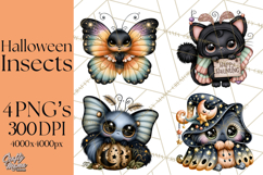 Cute Halloween Insects Clipart PNG Product Image 1