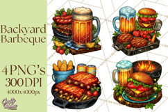 Summer BBQ Beer &amp; Grilling Clipart, Barbecue Png Files Product Image 1