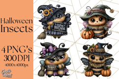 Cute Halloween Insects Clipart PNG Product Image 1