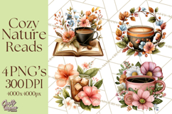 Cozy Chapters Coffee Books Nature Clipart PNG Graphics Product Image 1