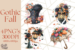 Gothic Fall Clipart PNG Dark Autumn Illustrations Product Image 1