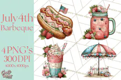 Patriotic Backyard BBQ Clipart and 4th of July Cookout Art Product Image 1