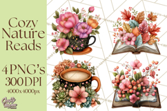 Cozy Chapters Coffee Books Nature Clipart PNG Graphics Product Image 1