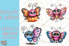 Cute Butterfly Characters Clipart, Spring Png Product Image 1