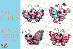 Cute Butterfly Characters Clipart, Spring Png Product Image 1