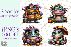 Cute Summerween Beach Monster PNG Clipart Product Image 1