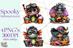Cute Summerween Beach Monster PNG Clipart Product Image 1