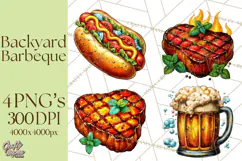 Summer BBQ Beer & Grilling Clipart, Barbecue Png Files Product Image 1