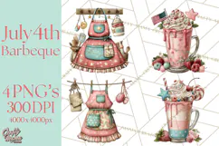 Patriotic Backyard BBQ Clipart and 4th of July Cookout Art Product Image 1