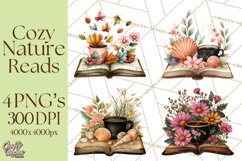 Cozy Chapters Coffee Books Nature Clipart PNG Graphics Product Image 1
