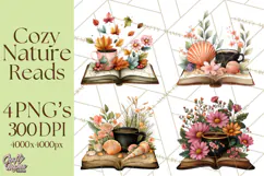 Cozy Chapters Coffee Books Nature Clipart PNG Graphics Product Image 1